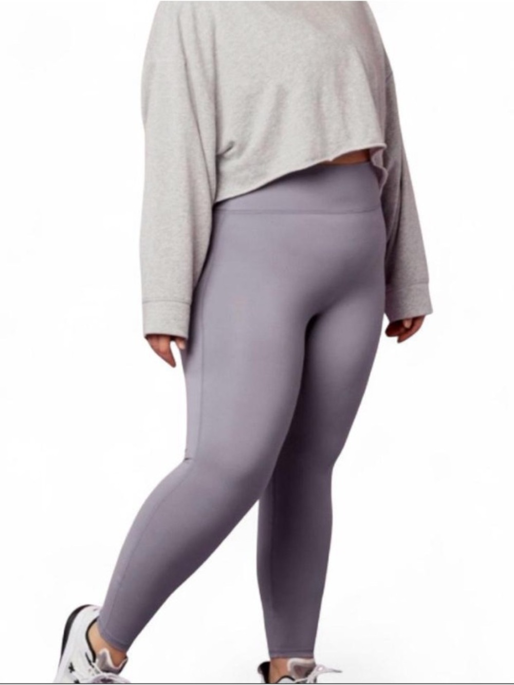 Soft Girl Balletcore Fabletics Motion365 Grey Leggings with Mesh Back Pocket - Picture 2 of 7
